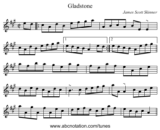 Gladstone - staff notation