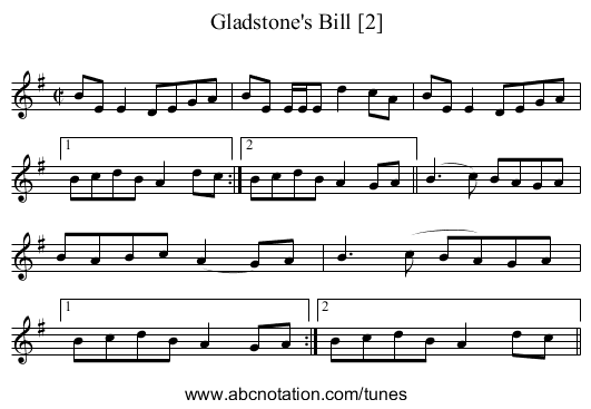 Gladstone's Bill [2] - staff notation