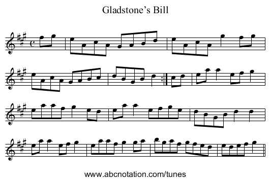 Gladstone’s Bill - staff notation