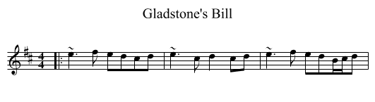 Gladstone's Bill - staff notation