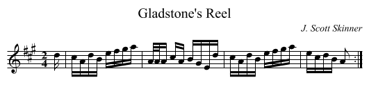 Gladstone's Reel - staff notation