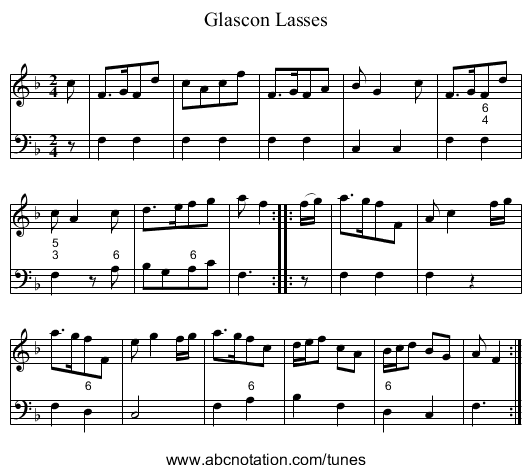 Glascon Lasses - staff notation
