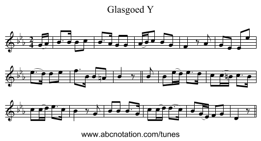 Glasgoed Y - staff notation