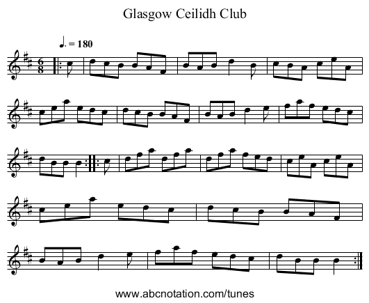 Glasgow Ceilidh Club - staff notation