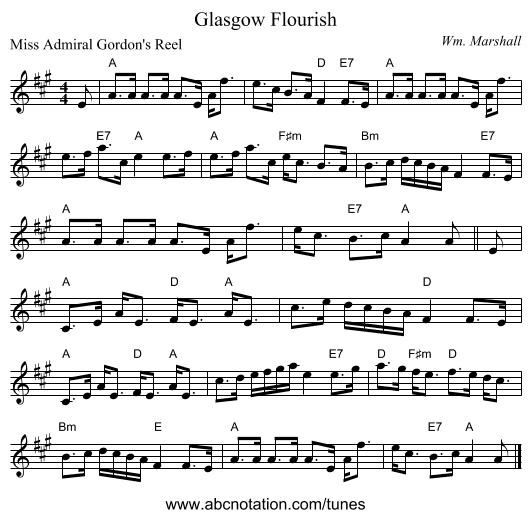 Glasgow Flourish - staff notation