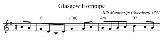 Glasgow Hornpipe - staff notation