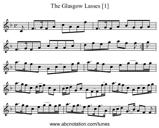 Glasgow Lasses [1], The - staff notation