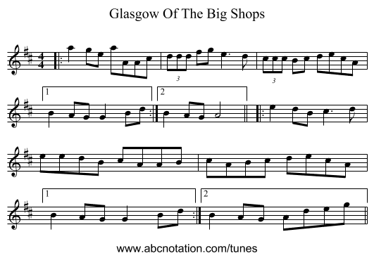 Glasgow Of The Big Shops - staff notation