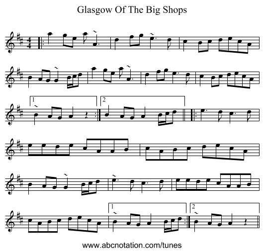 Glasgow Of The Big Shops - staff notation