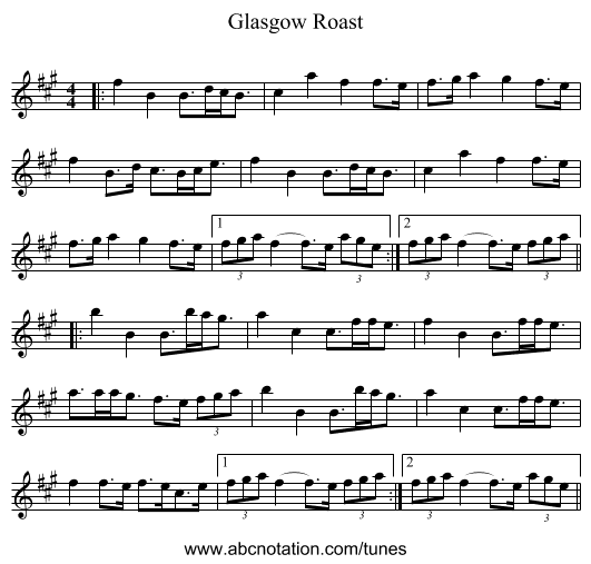 Glasgow Roast - staff notation