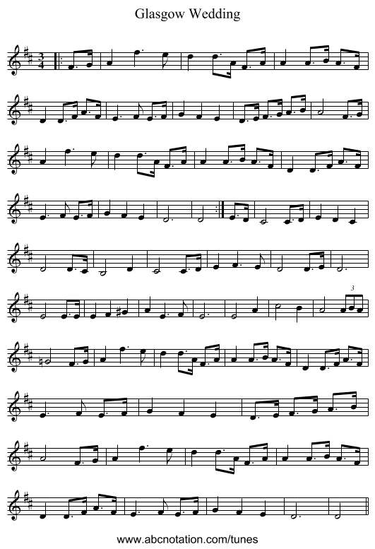 Glasgow Wedding - staff notation