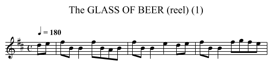 GLASS OF BEER (reel) (1), The - staff notation