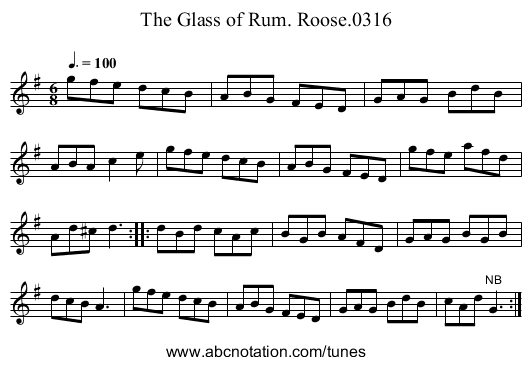 Glass of Rum. Roose.0316, The - staff notation