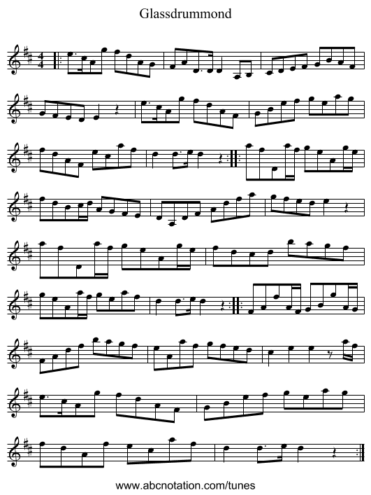 Glassdrummond - staff notation