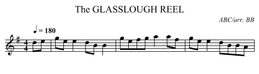 GLASSLOUGH REEL, The - staff notation