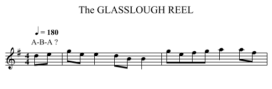 GLASSLOUGH REEL, The - staff notation