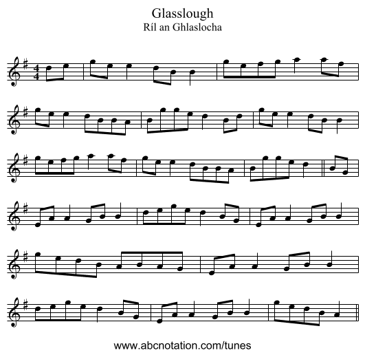 Glasslough - staff notation