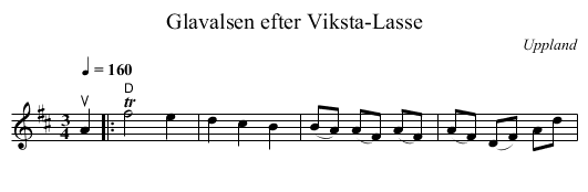 Glavalsen efter Viksta-Lasse - staff notation
