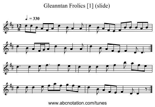 Gleanntan Frolics [1] (slide)  - staff notation