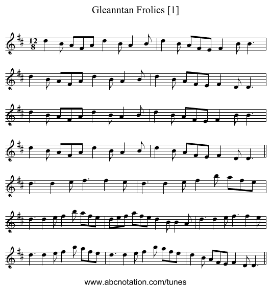 Gleanntan Frolics [1] - staff notation