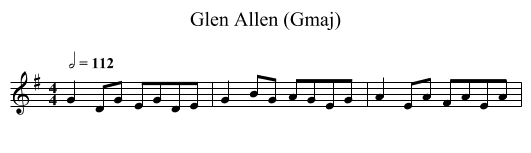 Glen Allen (Gmaj) - staff notation