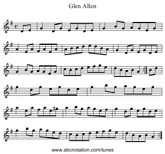 Glen Allen - staff notation