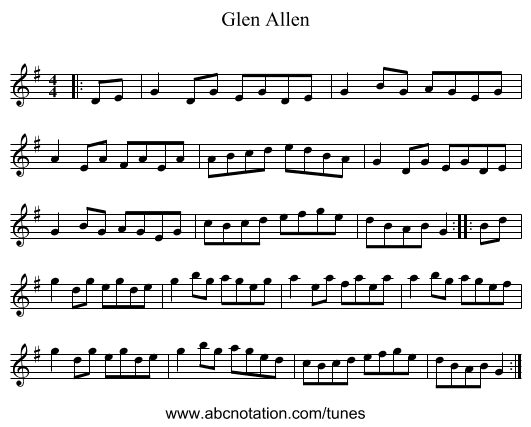Glen Allen - staff notation