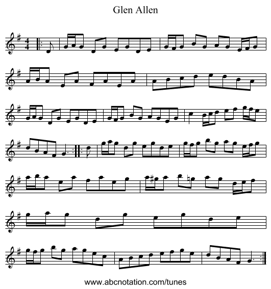 Glen Allen - staff notation