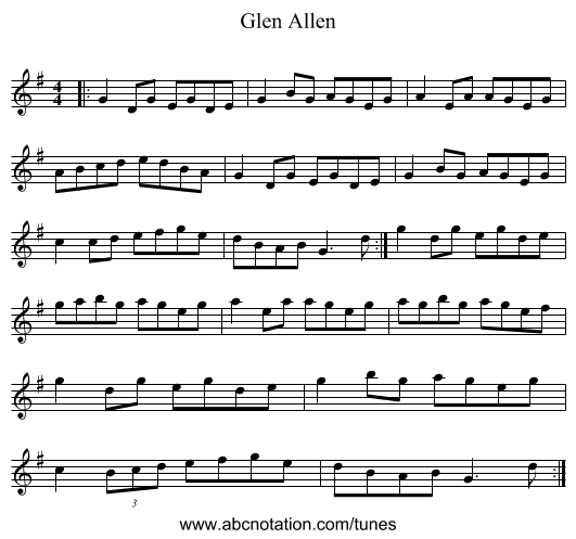 Glen Allen - staff notation