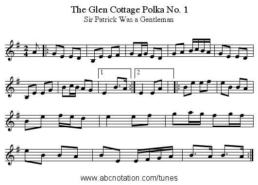 Glen Cottage Polka No. 1, The - staff notation