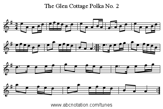 Glen Cottage Polka No. 2, The - staff notation
