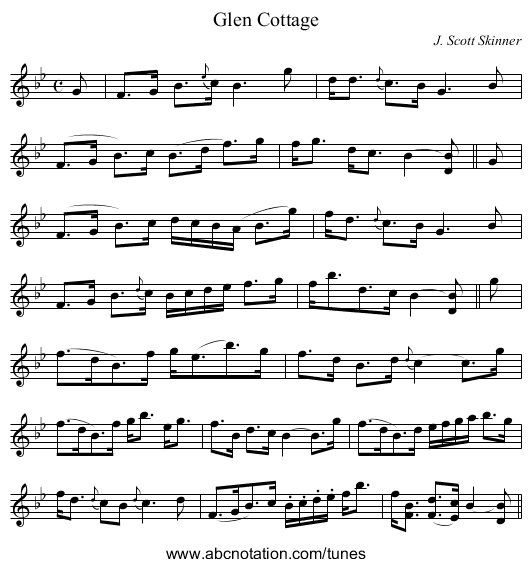 Glen Cottage - staff notation