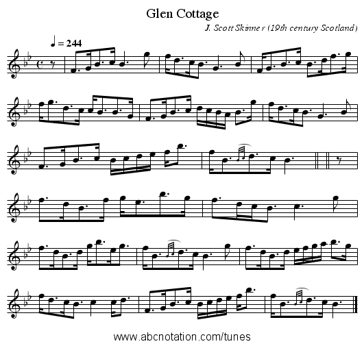 Glen Cottage - staff notation