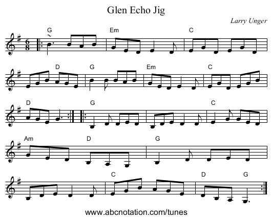 Glen Echo Jig - staff notation
