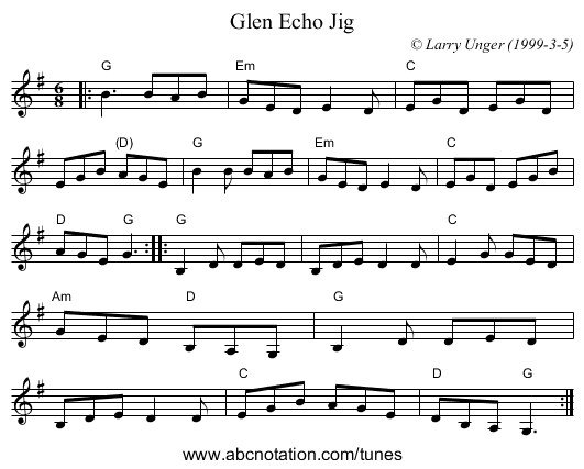 Glen Echo Jig - staff notation