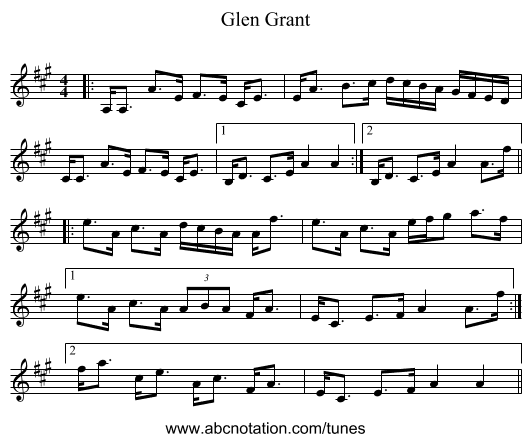 Glen Grant - staff notation