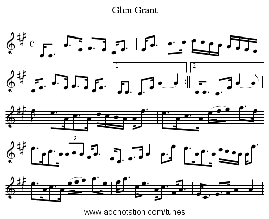 Glen Grant - staff notation