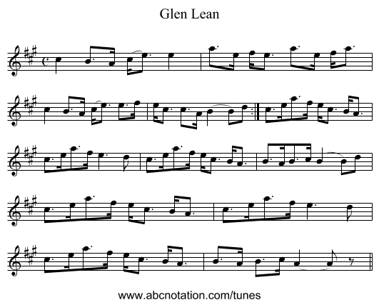 Glen Lean - staff notation