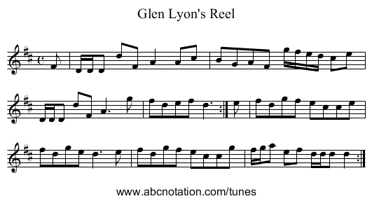 Glen Lyon's Reel - staff notation