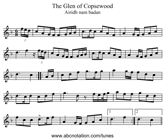 Glen of Copsewood, The - staff notation