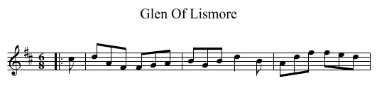 Glen Of Lismore - staff notation