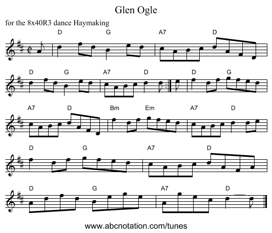 Glen Ogle - staff notation