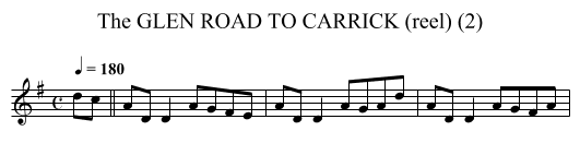 GLEN ROAD TO CARRICK (reel) (2), The - staff notation