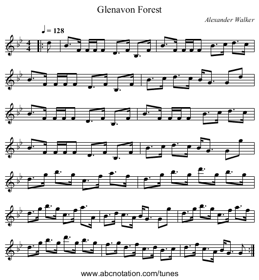 Glenavon Forest - staff notation