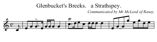Glenbucket's Breeks.   a Strathspey. - staff notation