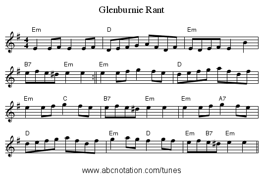 Glenburnie Rant - staff notation