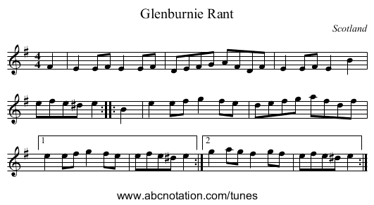 Glenburnie Rant - staff notation