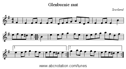 Glenburnie rant - staff notation