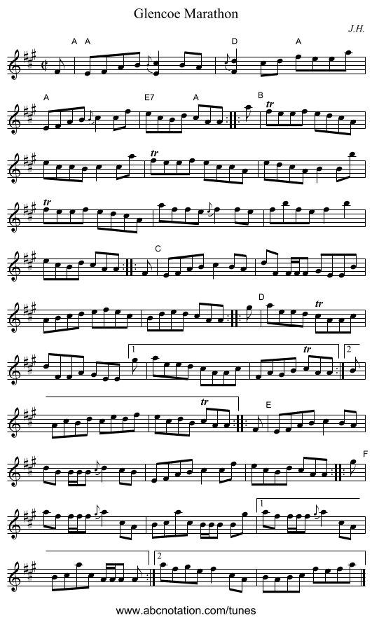 Glencoe Marathon - staff notation