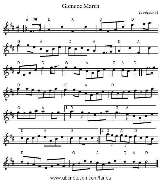 Glencoe March - staff notation